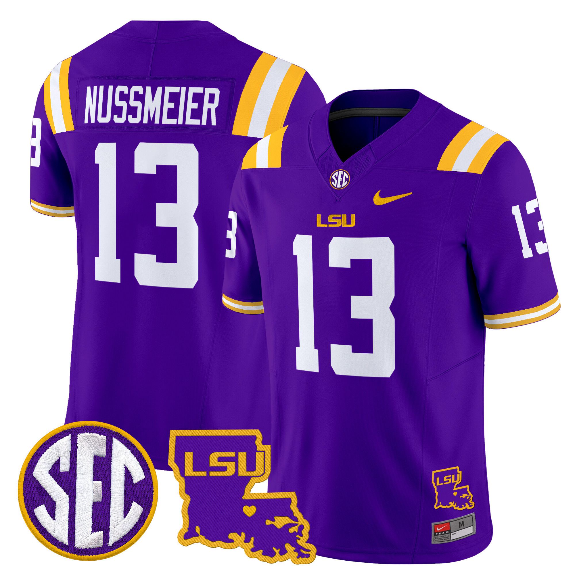 Men LSU Tigers #13 Nussmeier Purple 2024 Nike Louisiana Patch Vapor Limited NCAA Jersey style 1->indianapolis colts->NFL Jersey